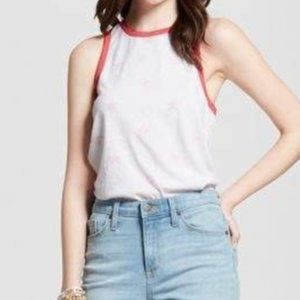 MODERN LUX White+Red Stars Graphic Tank - NWOT